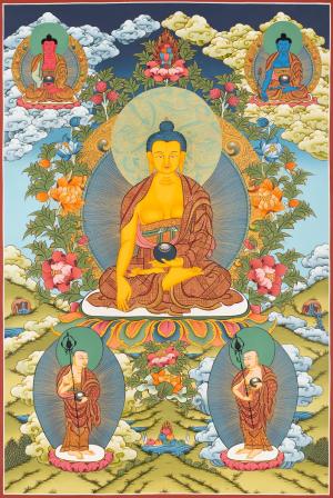 Original Shakyamuni Buddha Thangka | Original Hand-Painted Tibetan Thangka | Large Sized Wall Decoration Painting | Buddhist Art For Peace